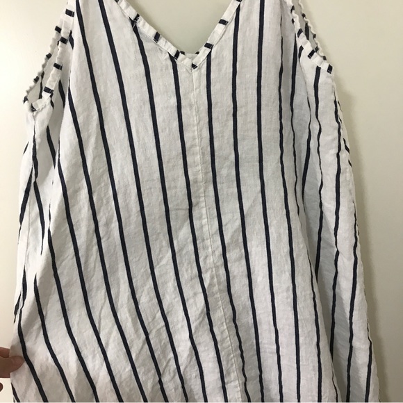 Terzo Millenio 100% linen stripe spaghetti strap maxi dress - Picture 7 of 10